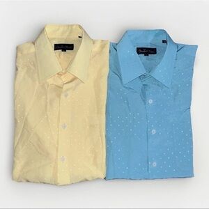 VTG Lot of 2 Countess Wara Button Down Men’s 80s Shirt Sz L Pocket Poka Dots